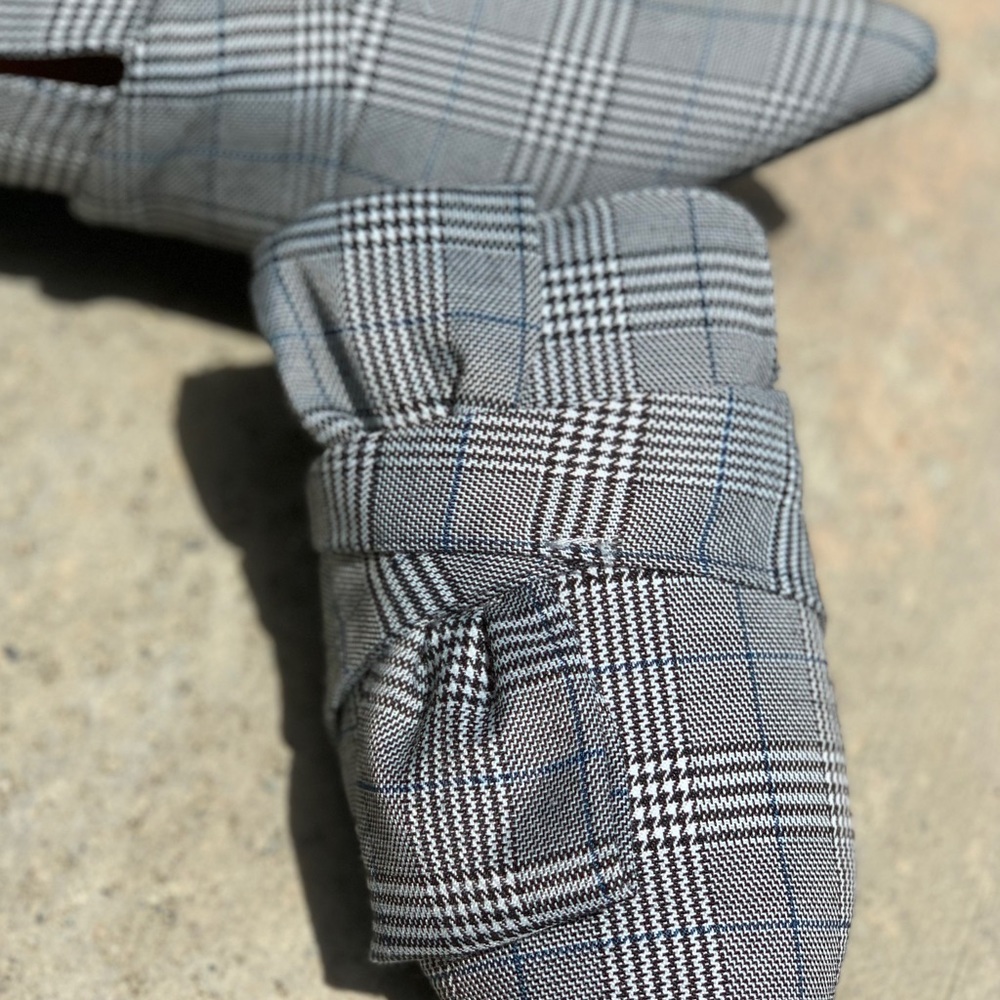 Ladies plaid pointed toe front bow flat mules - Picture 4 of 5